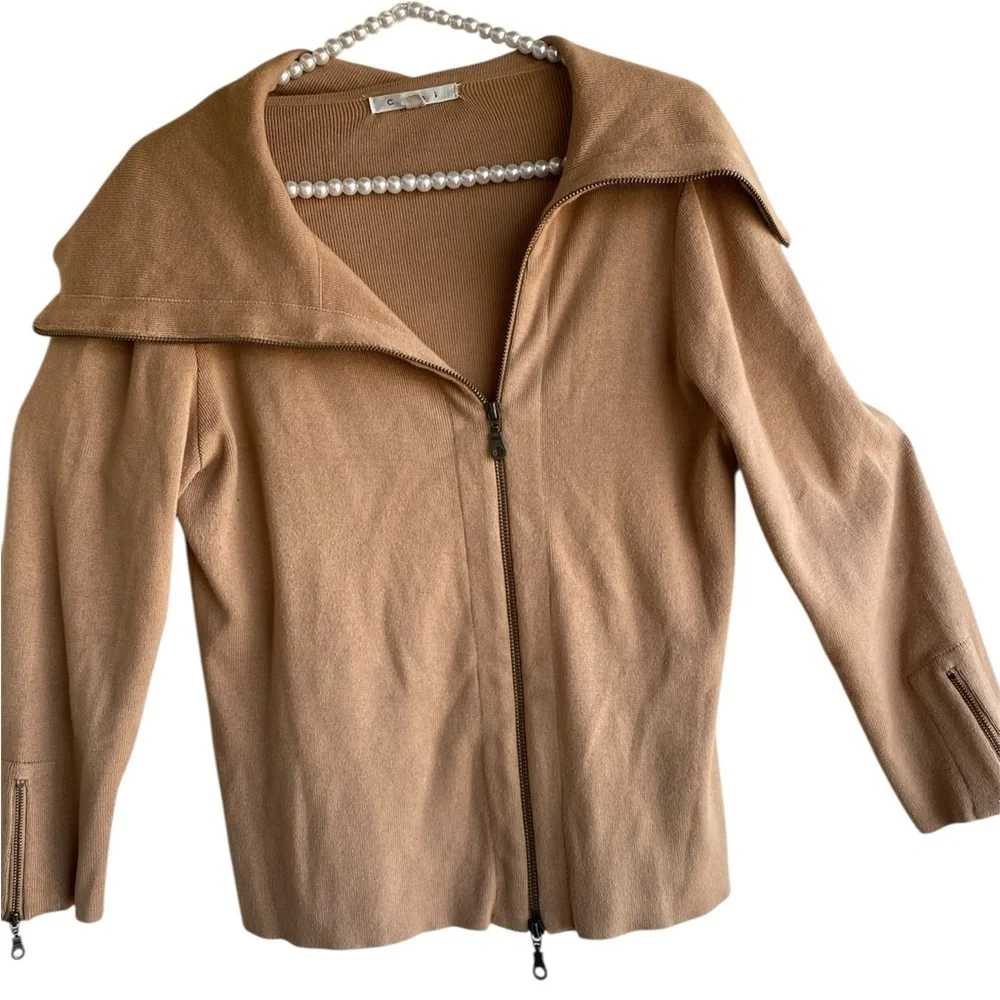 CAbi Brown Turtleneck Sweater with Fitted Silhouette lightweight